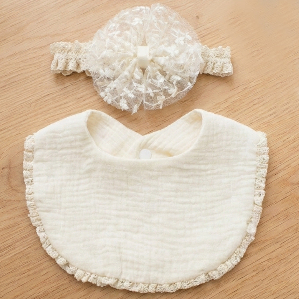 Baby Cotton Bib and Headband Set