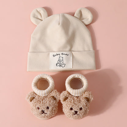 Baby Rabbit Ear Cap and Knitted Socks Set