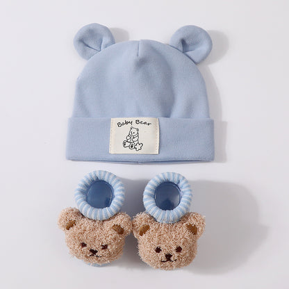 Baby Rabbit Ear Cap and Knitted Socks Set