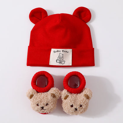 Baby Rabbit Ear Cap and Knitted Socks Set