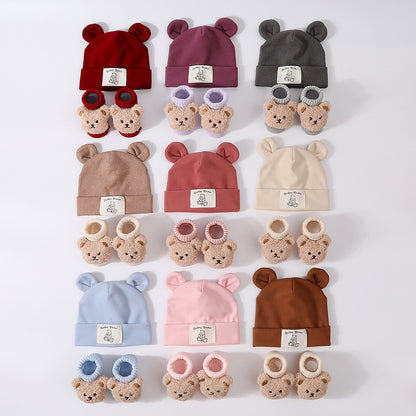 Baby Rabbit Ear Cap and Knitted Socks Set