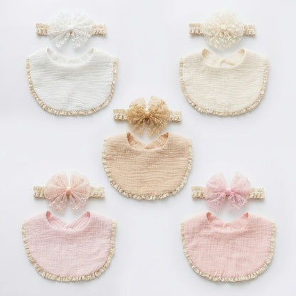 Baby Cotton Bib and Headband Set