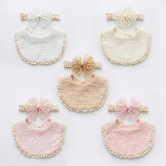 Baby Cotton Bib and Headband Set
