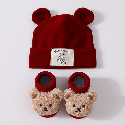 Baby Rabbit Ear Cap and Knitted Socks Set