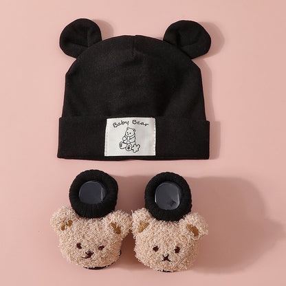 Baby Rabbit Ear Cap and Knitted Socks Set
