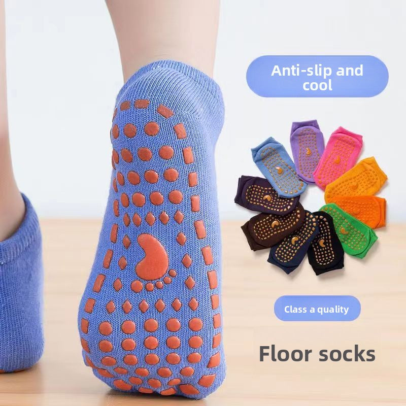 Non-slip cotton grip socks for yoga and toddlers with anti-slip soles in multiple colors