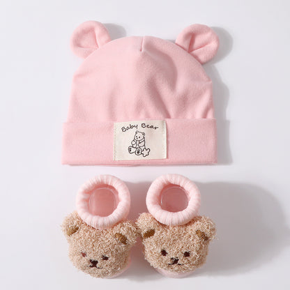 Baby Rabbit Ear Cap and Knitted Socks Set