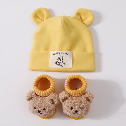 Baby Rabbit Ear Cap and Knitted Socks Set
