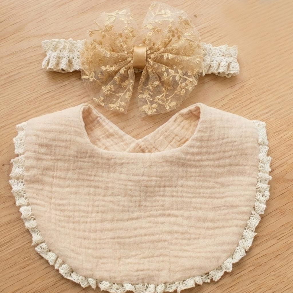 Baby Cotton Bib and Headband Set