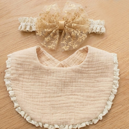 Baby Cotton Bib and Headband Set