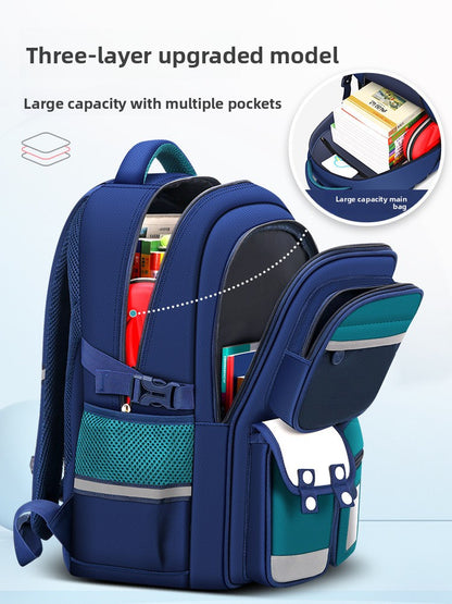 Boys Ergonomic School Backpack with Spine Protection