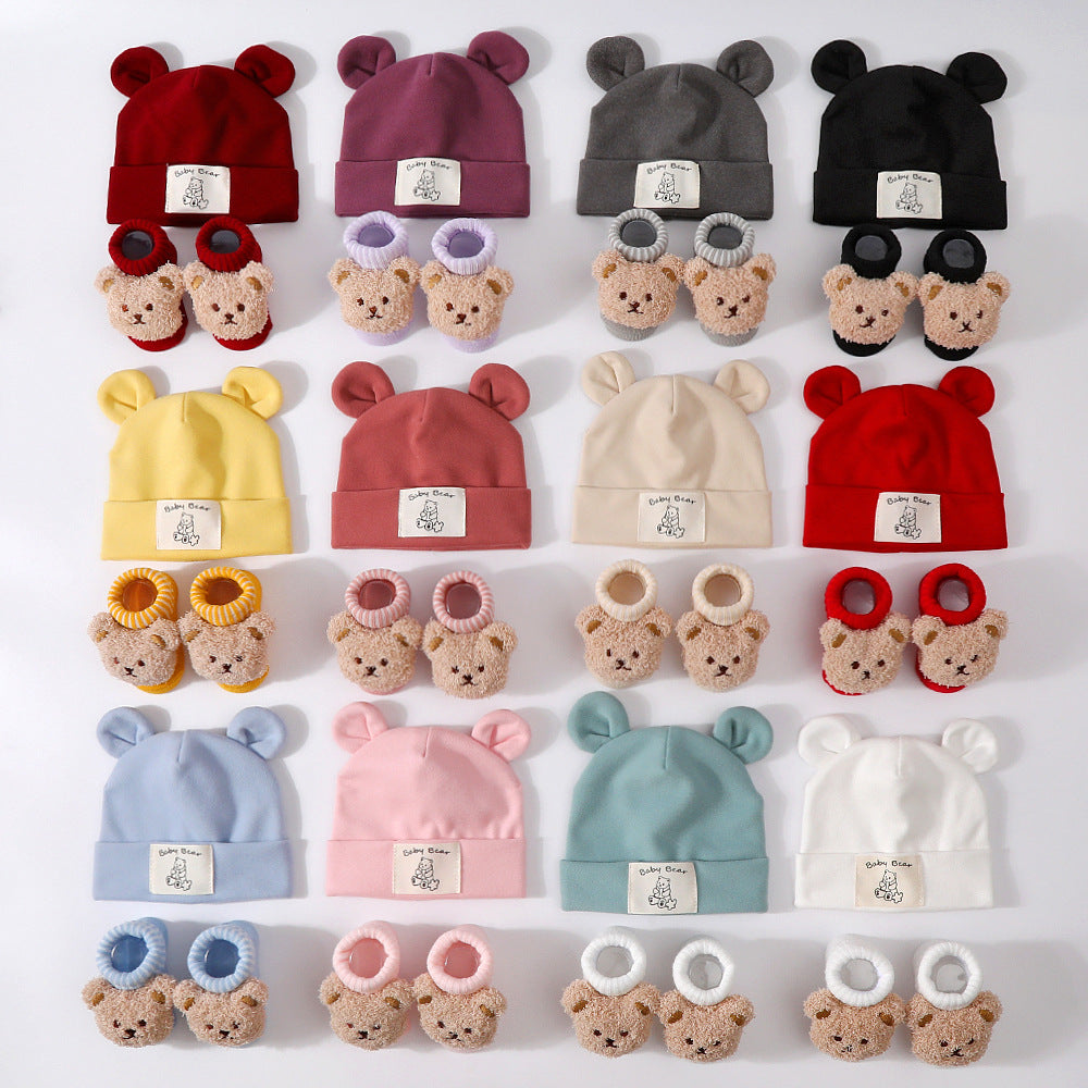 Baby Rabbit Ear Cap and Knitted Socks Set
