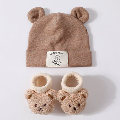 Baby Rabbit Ear Cap and Knitted Socks Set