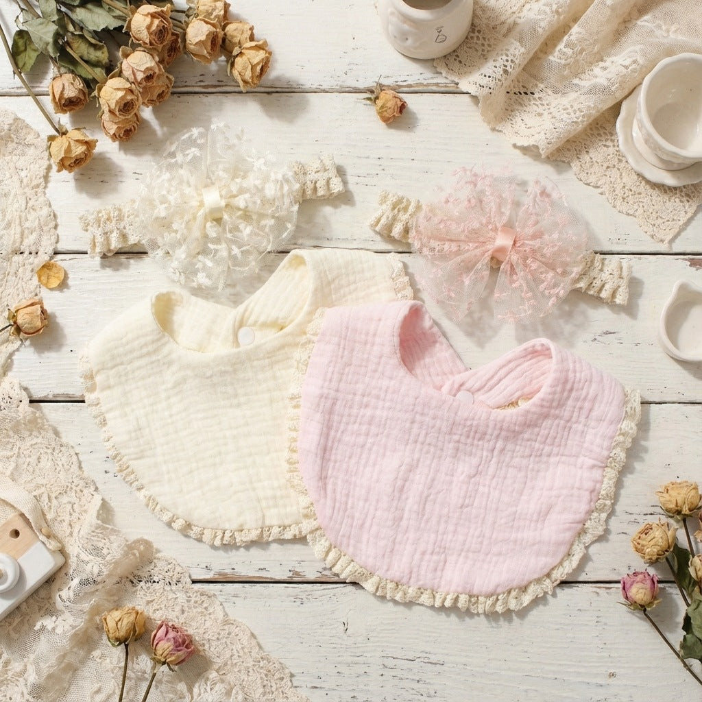 Baby Cotton Bib and Headband Set