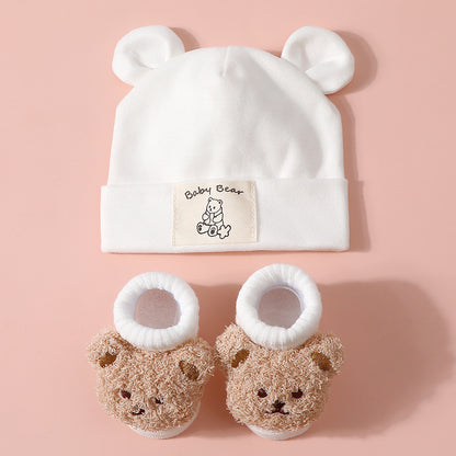 Baby Rabbit Ear Cap and Knitted Socks Set